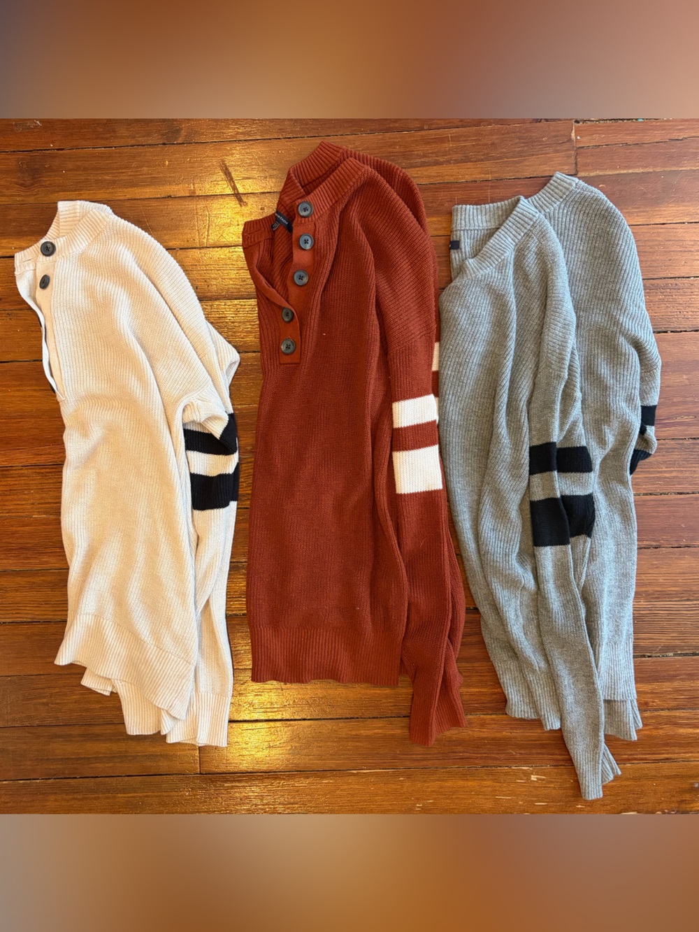 American Eagle Outfitters Three-Pack Ribbed Sweaters - Cream, Rust, Gray